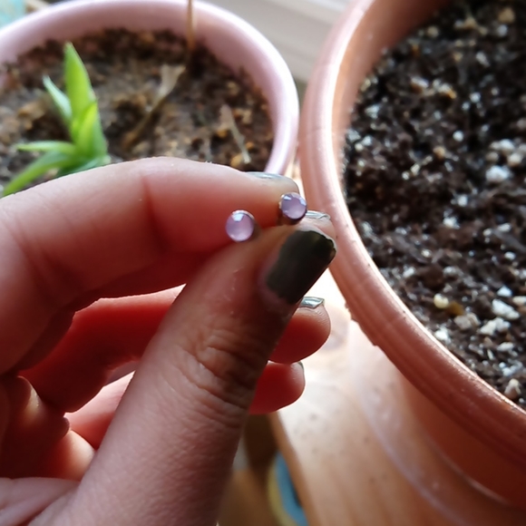 Purple earrings with new backings. - Picture 1 of 2